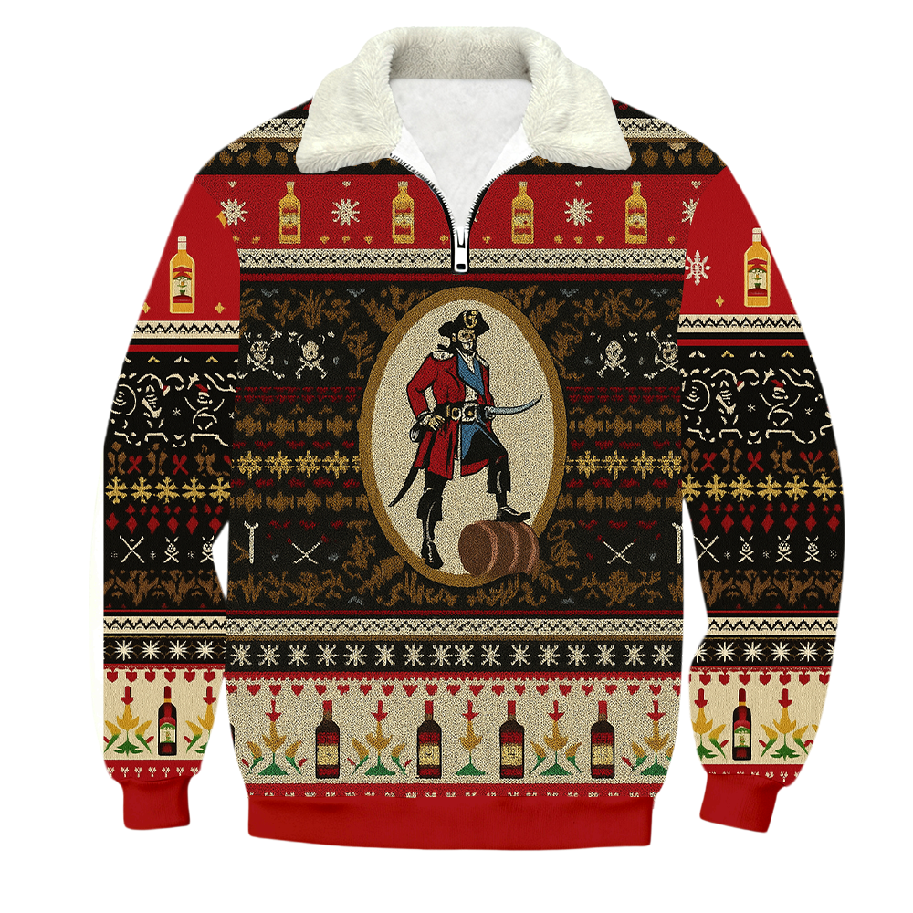 Captain Morgan 1/4 Zip Stand Collar Sweatshirt