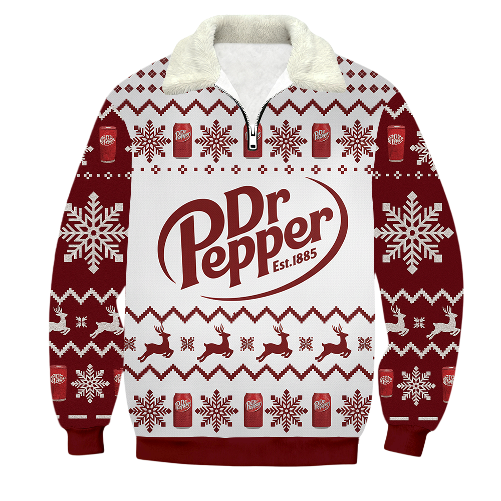 Dr Pepper 1/4 Zip Stand Collar Sweatshirt