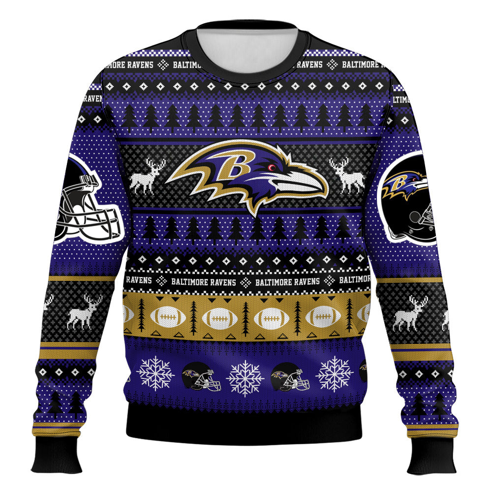 Ugly American Football Print Christmas Sweater