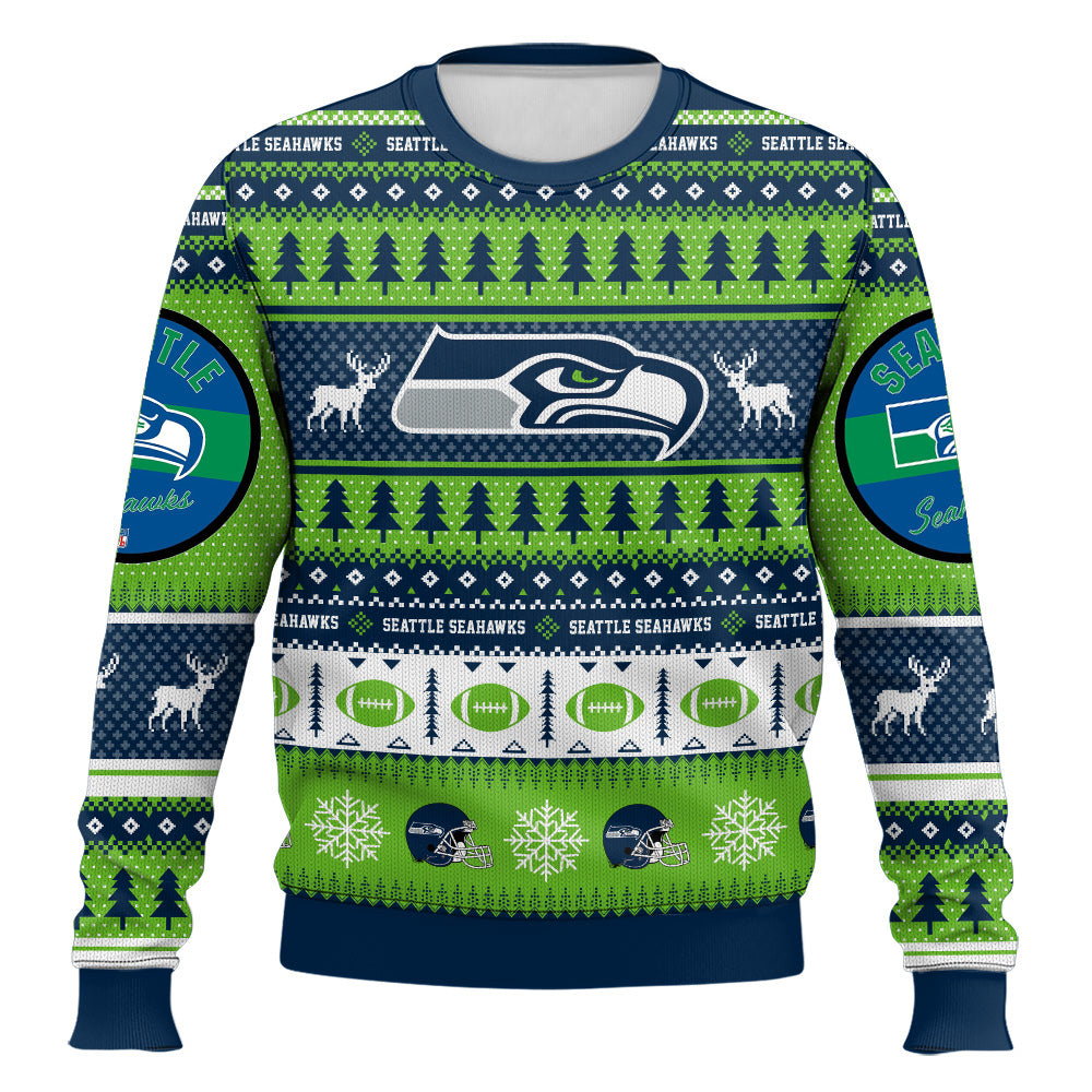 Ugly American Football Print Christmas Sweater