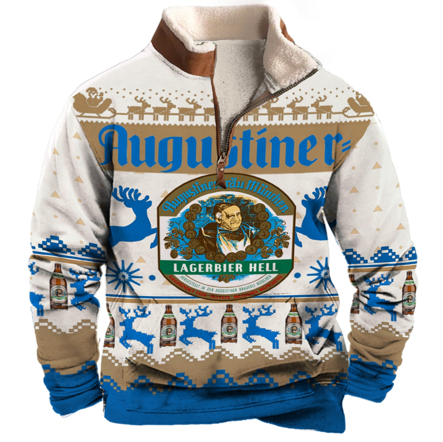 Augustiner 1/4 Zip Stand Collar Fleece Sweatshirt