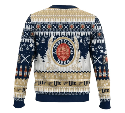 Miller Lite Christmas Peaceful Night Ugly Sweater