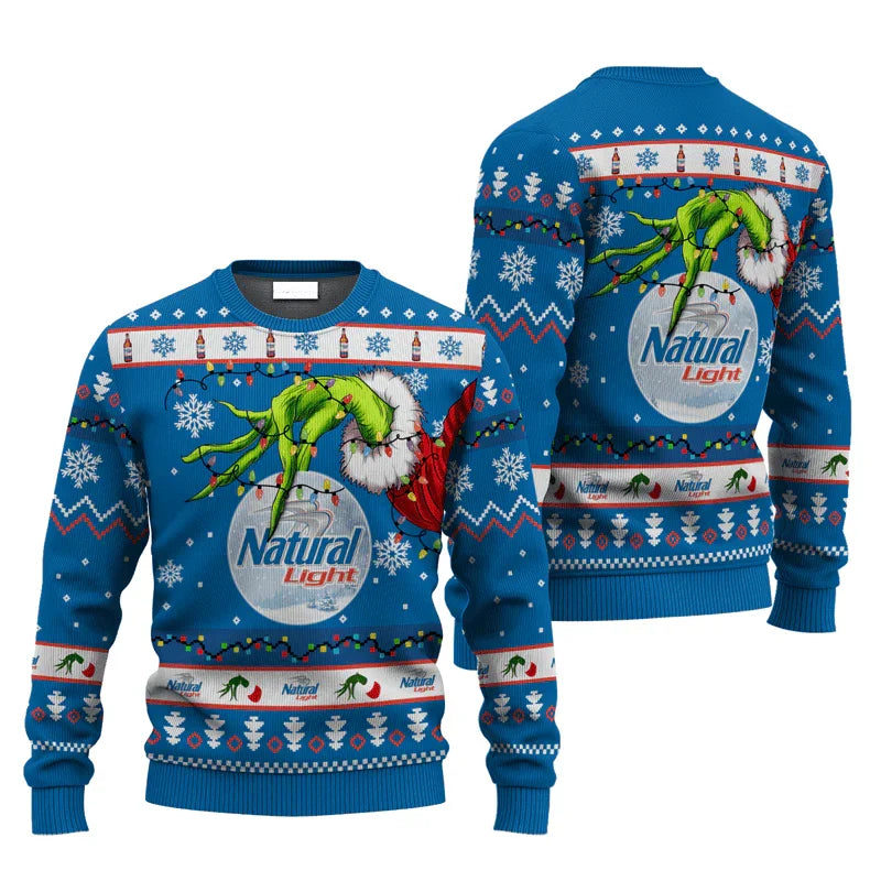 Natural Light Grinch Hand Stock Ugly Sweater
