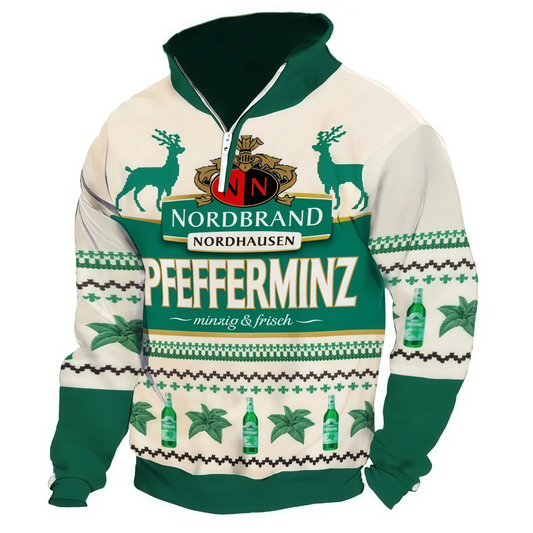 Nordbrand Pfefferminz 1/4 Zip Stand Collar Sweatshirt