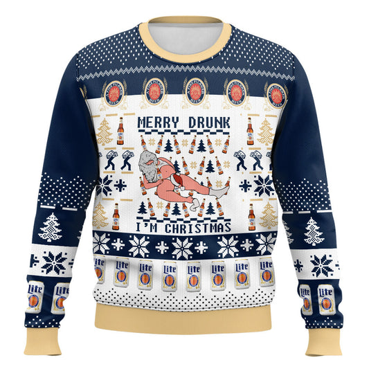 Happy Drunk Ugly Christmas Sweater Santa