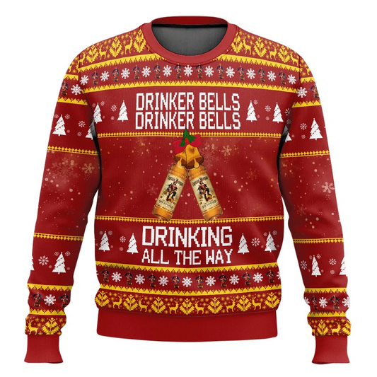 Captain Morgan Drinker Bells Drinking All the Way Christmas Ugly Sweater