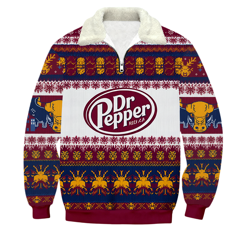Dr Pepper 1/4 Zip Stand Collar Sweatshirt