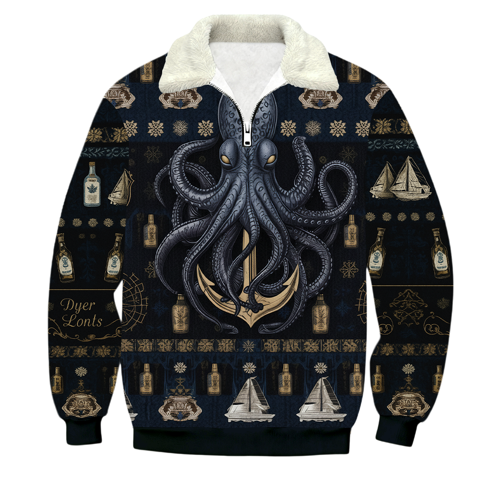 Kraken Rum Octopus 1/4 Zip Stand Collar Sweatshirt