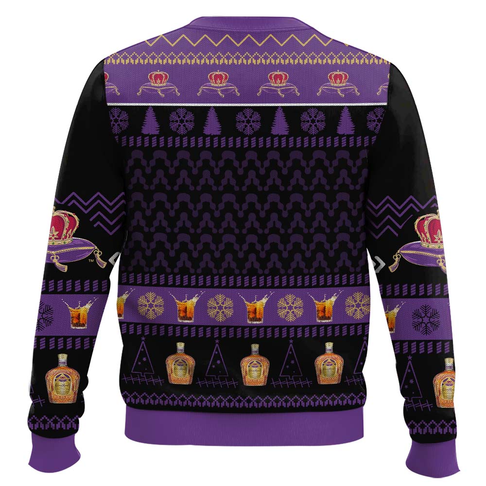 Festive Holiday Sweater with Crown and Text Design