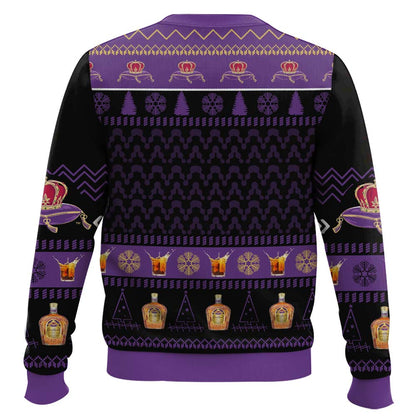 Festive Holiday Sweater with Crown and Text Design