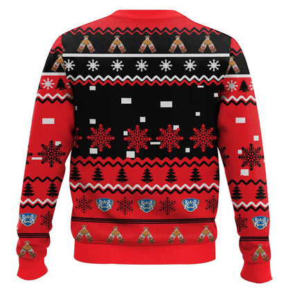 Festive Holiday Sweater with Crown and Text Design