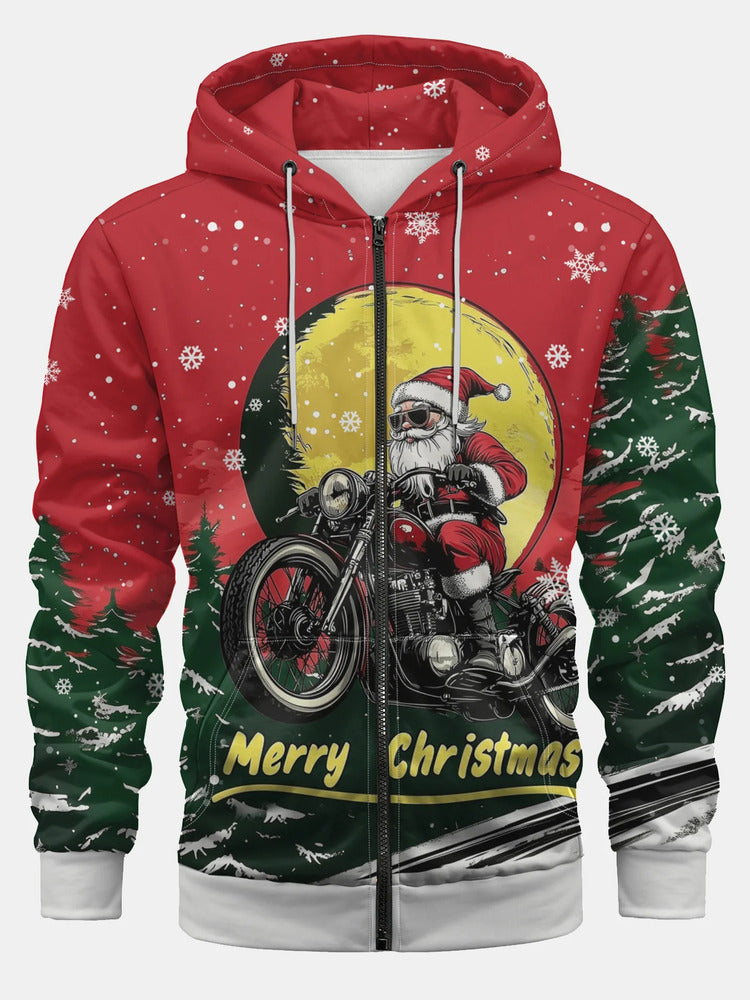 Santa Freeride Motorcycle Zip Hoodie