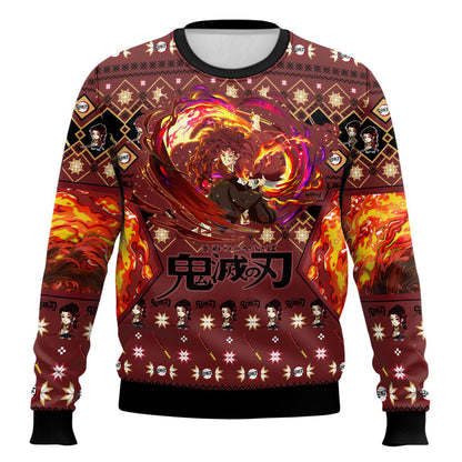 Anime-style Print Crew Neck Christmas Ugly Sweatshirt