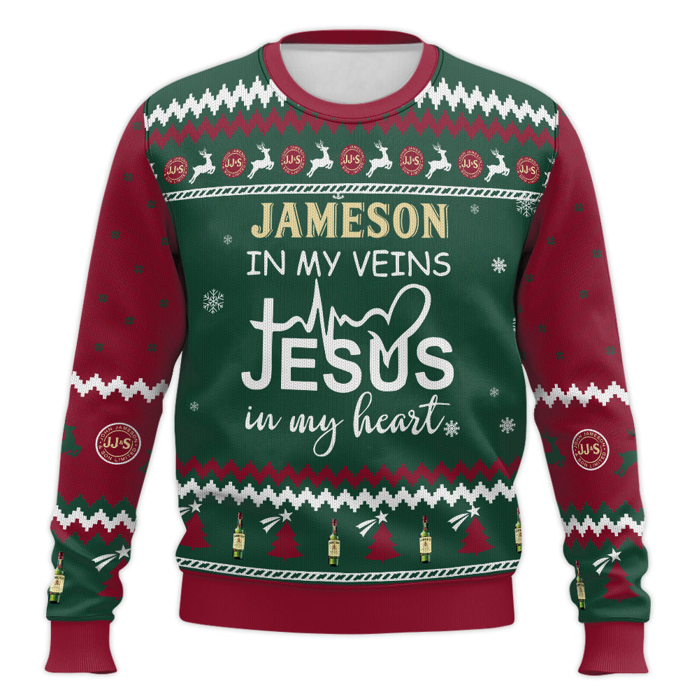 Irish Liquor In My Vein Ugly Christmas Sweater