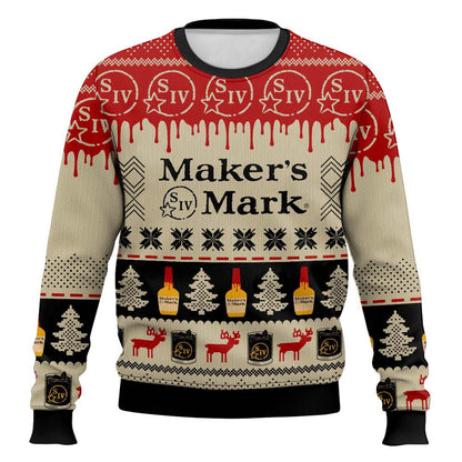 Makers Mark Whiskey Ugly Christmas Sweater