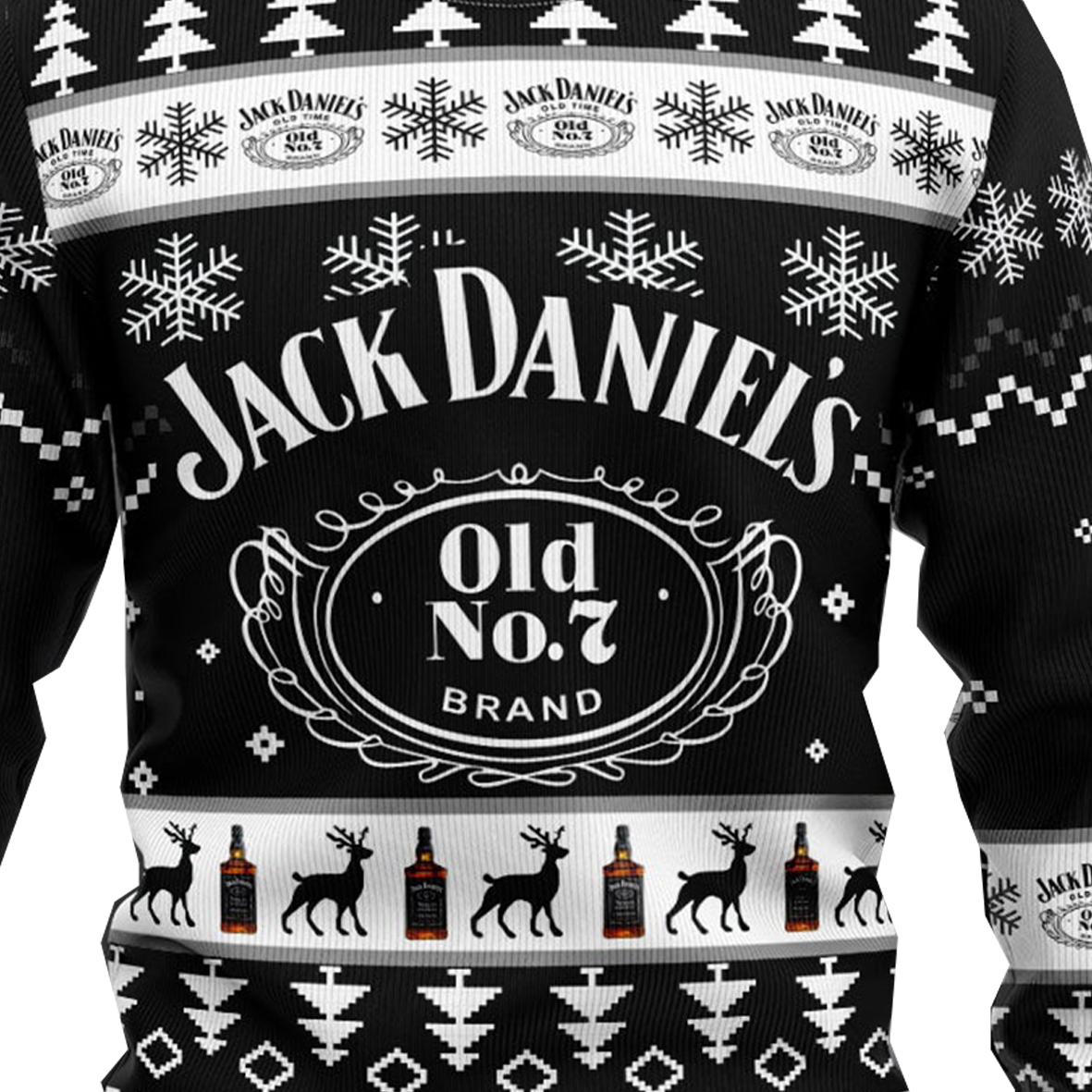 Unisex Whiskey Print Crew Neck Ugly Christmas Sweatshirt