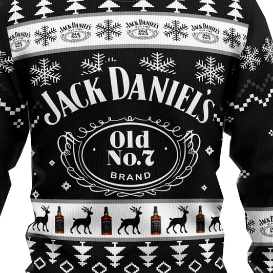 Unisex Whiskey Print Crew Neck Ugly Christmas Sweatshirt