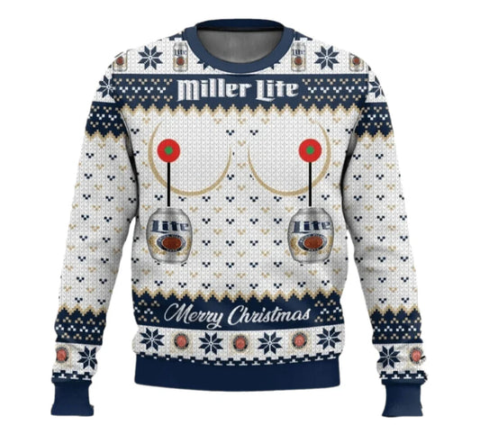 Miller Lite Merry Christmas Ugly Sweater