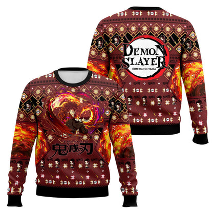 Anime-style Print Crew Neck Christmas Ugly Sweatshirt