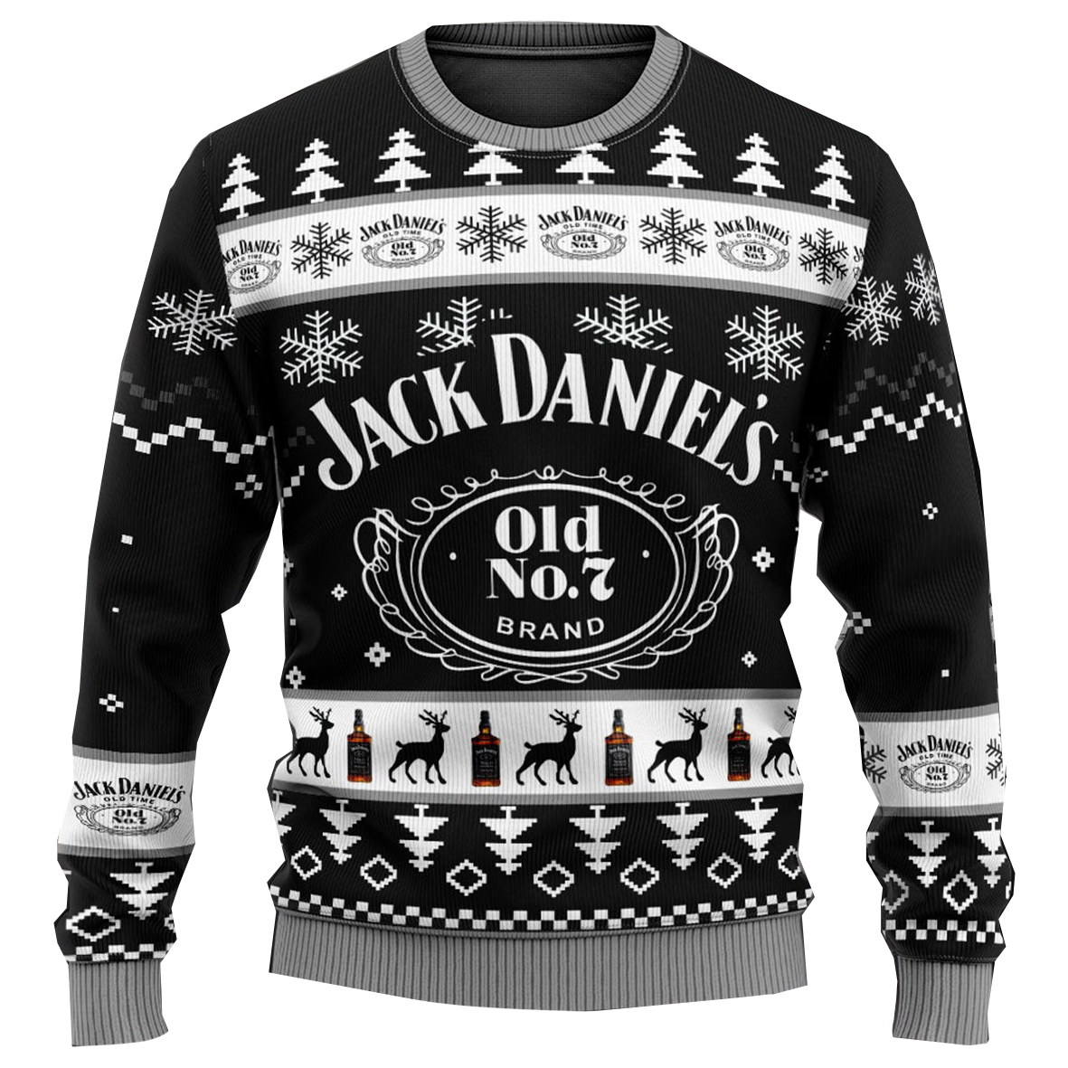 Unisex Whiskey Print Crew Neck Ugly Christmas Sweatshirt
