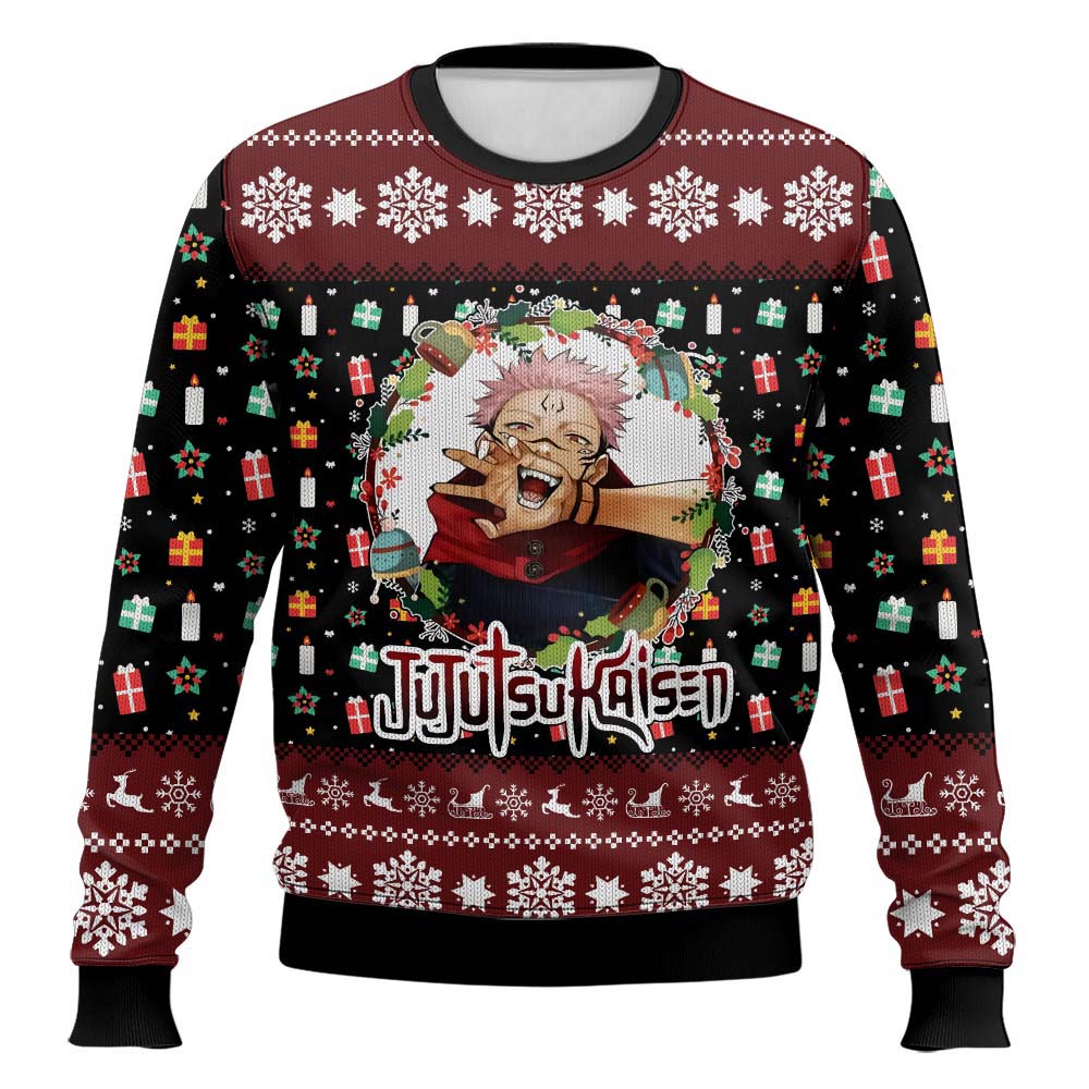 Anime-style Print Crew Neck Christmas Ugly Sweatshirt