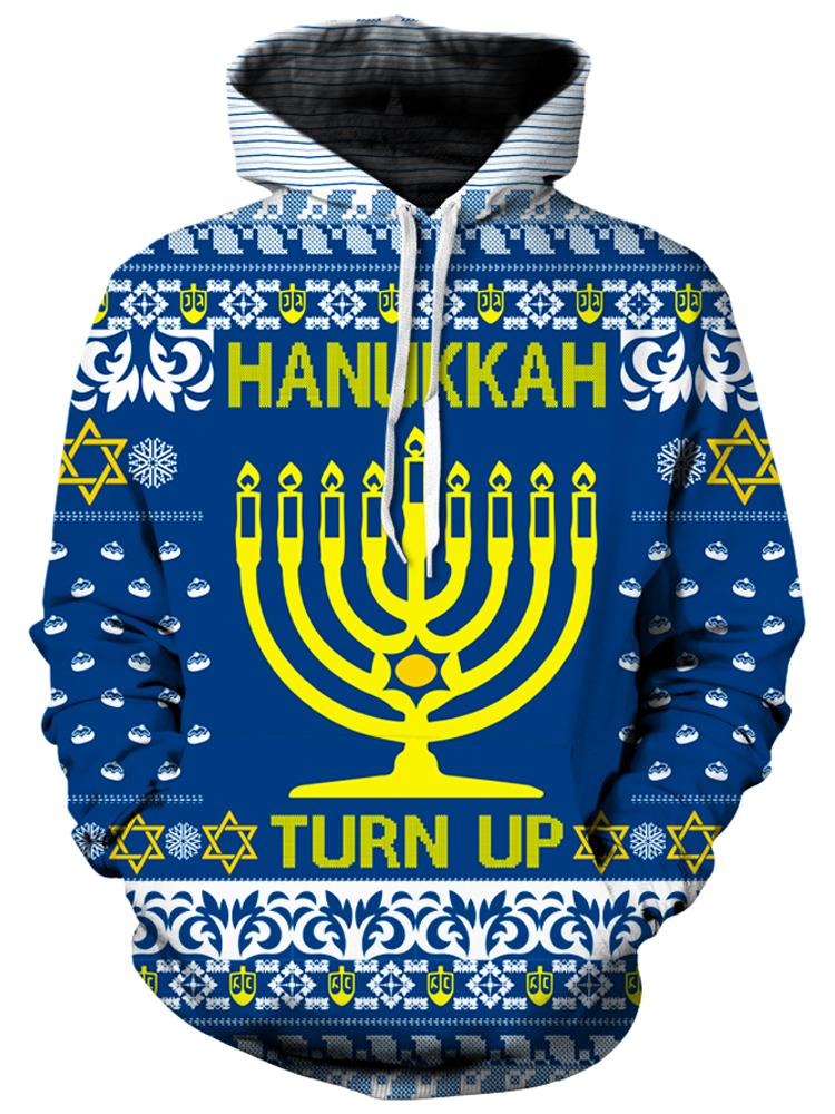 Hanukkah Turn Up Ugly Unisex Hoodie