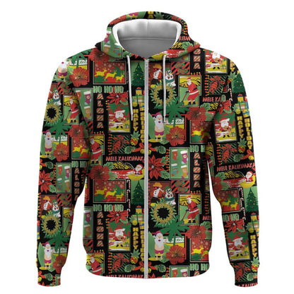 Hawaiian Santa Zip Hoodie