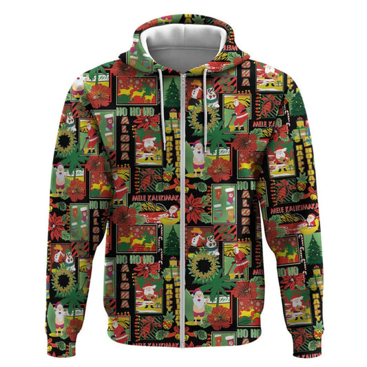 Hawaiian Santa Zip Hoodie
