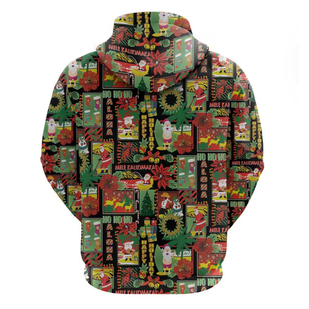 Hawaiian Santa Zip Hoodie