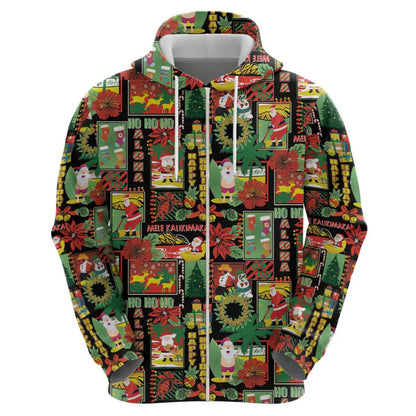 Hawaiian Santa Zip Hoodie