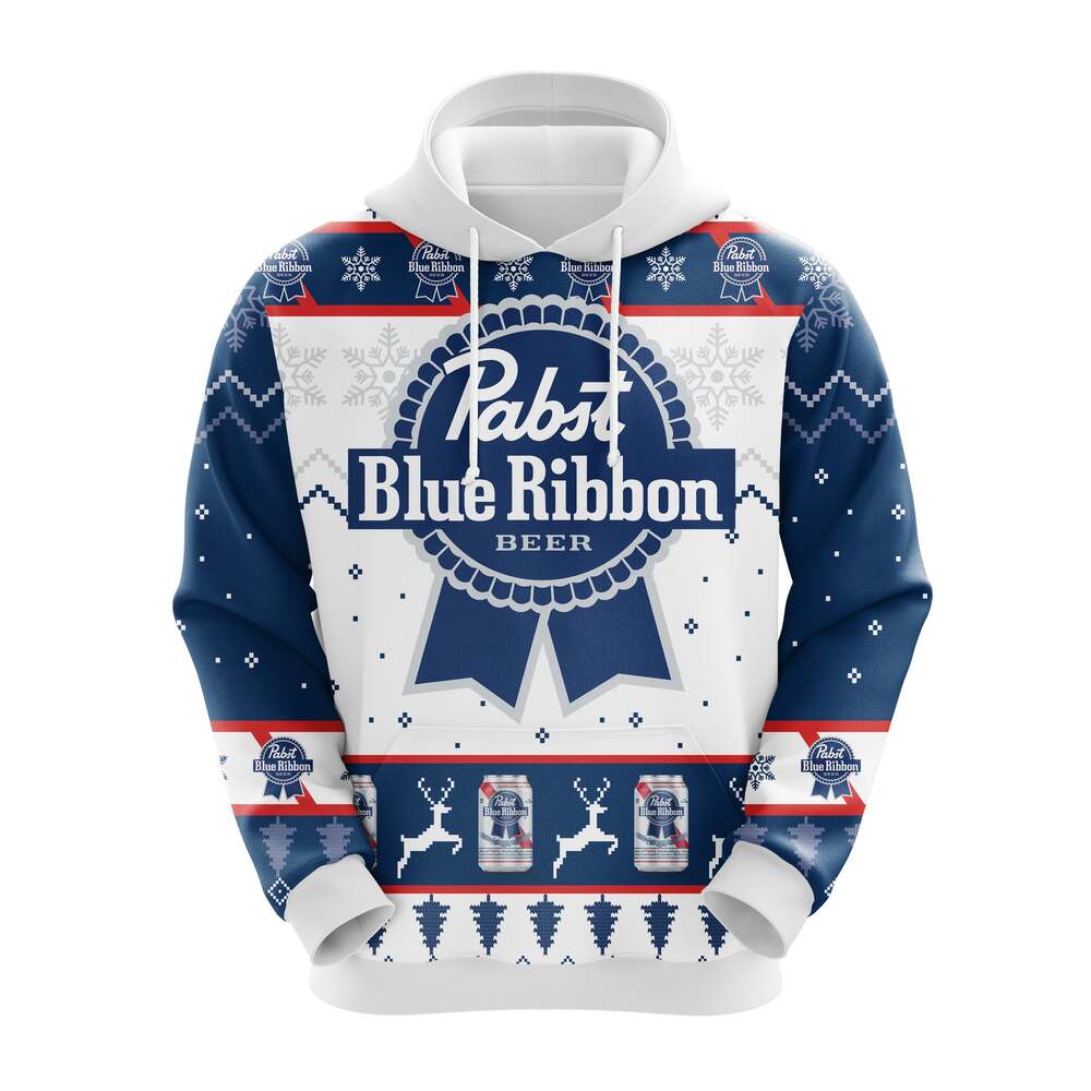 Pabst Blue Beer Christmas Hoodie