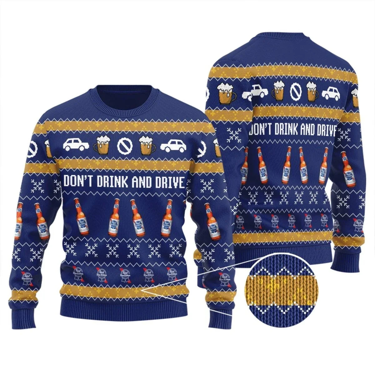 Pabst Blue Ribbon Don't Drink And Drive Ugly Sweater