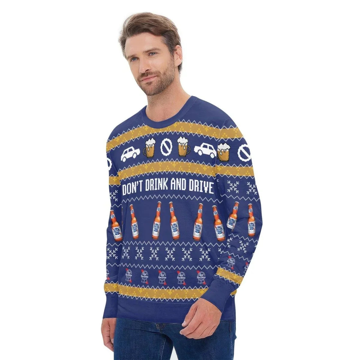 Pabst Blue Ribbon Don't Drink And Drive Ugly Sweater